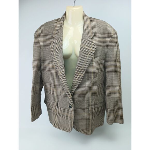 Smythe Women's Houndstooth Cotton Linen Blazer Jacket Size Small